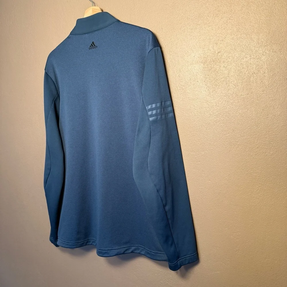 Adidas Golf Mens Climastorm Hybrid Heathered Zip Up Jacket Mineral Blue Sz Large